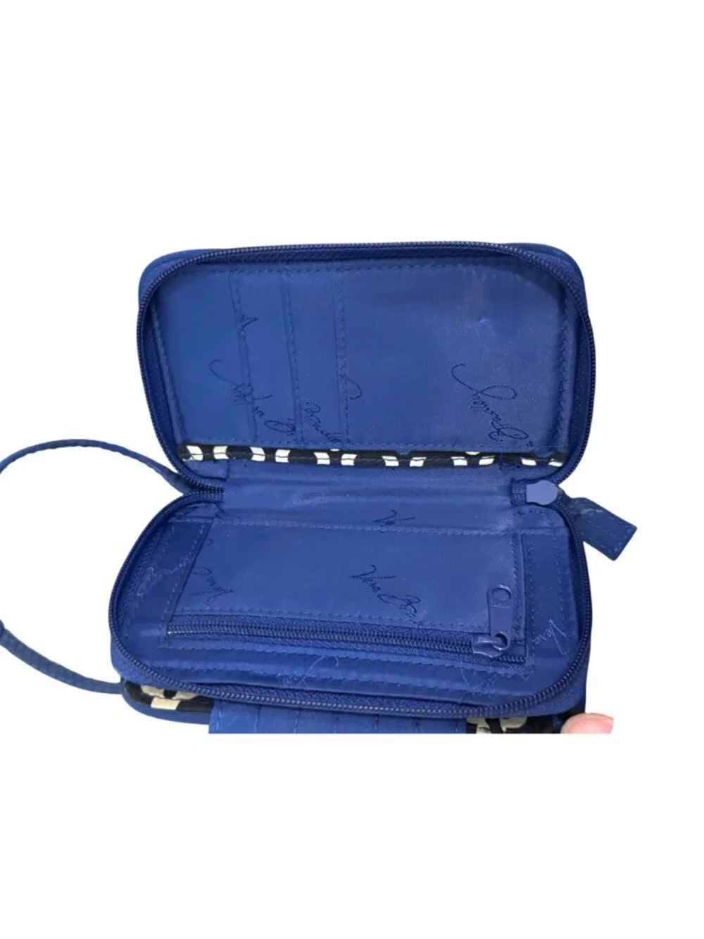 Vera Bradley Blue Quilted Wristlet Wallet With ID Window & Snap Closure - Picture 6 of 7